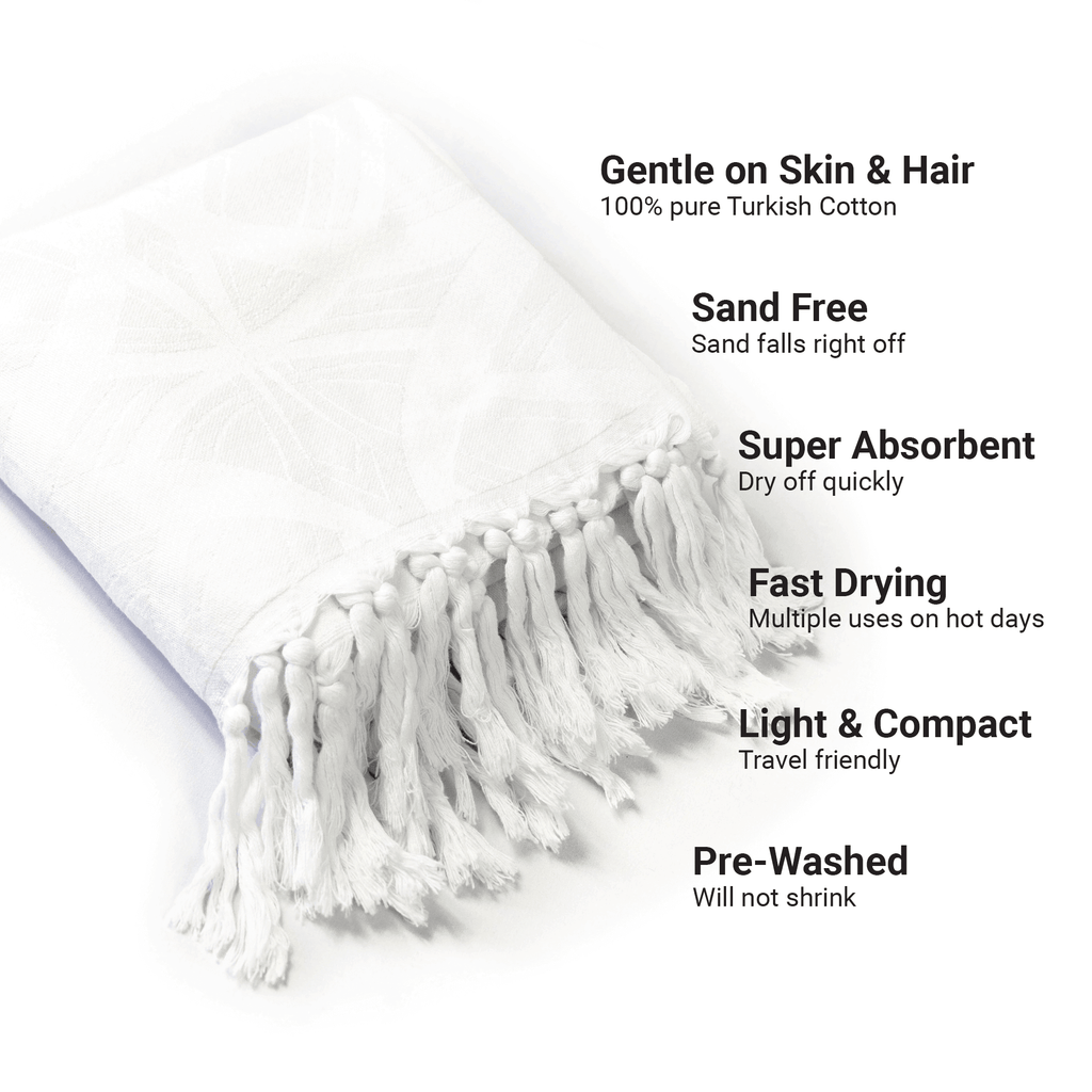 Turkish Body Towel in White with a Surface Pattern Texture