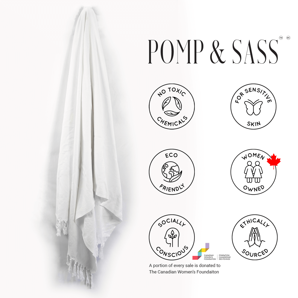 Turkish Body Towel in White with a Surface Pattern Texture