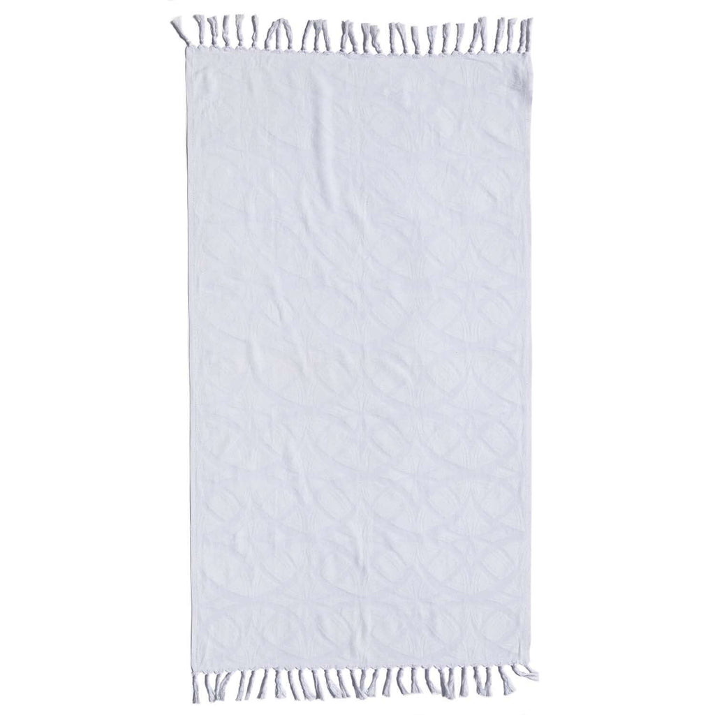 Turkish Body Towel in White with a Surface Pattern Texture